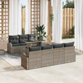 Gartensofa-set mit Kissen 8 pcs Grau Poly-Rattan
