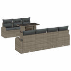 Gartensofa-set mit Kissen 8 pcs Grau Poly-Rattan