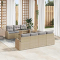 Gartensofa-set mit Kissen 8 pcs Beige Poly-Rattan