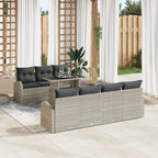 Gartensofa-set mit Kissen 8 pcs Hellgrau Poly-Rattan