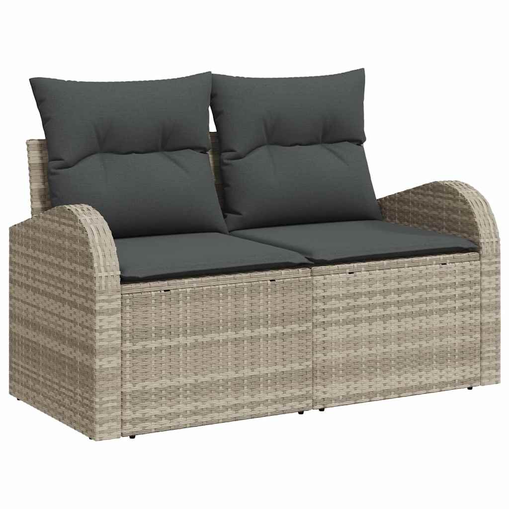Gartensofa-set mit Kissen 8 pcs Hellgrau Poly-Rattan