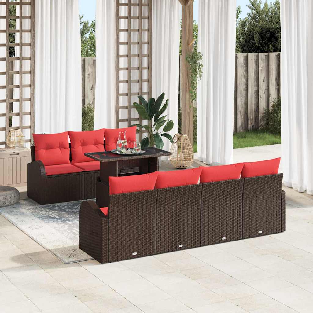 Gartensofa-set mit Speicher 8 pcs Braun Poly Rattan