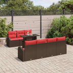 Gartensofa-set mit Speicher 8 pcs Braun Poly Rattan