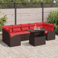 Gartensofa-set mit Speicher 8 pcs Braun Poly-Rattan