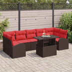 Gartensofa-set mit Speicher 8 pcs Braun Poly-Rattan