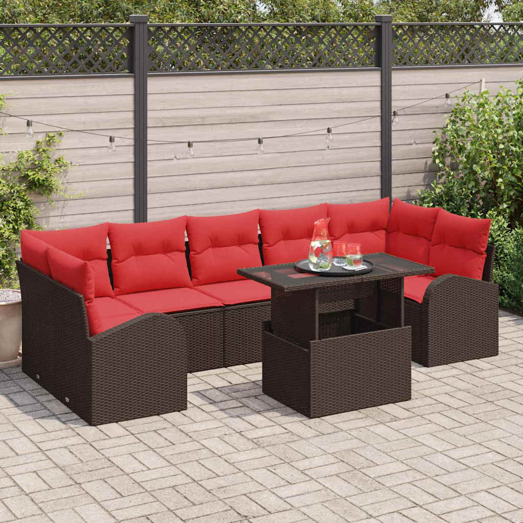 Gartensofa-set mit Speicher 8 pcs Braun Poly-Rattan