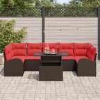 Gartensofa-set mit Speicher 8 pcs Braun Poly-Rattan