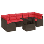 Gartensofa-set mit Speicher 8 pcs Braun Poly-Rattan