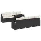 Garten-Sofa-Set mit Kissen 7 pcs Schwarz Poly Rattan