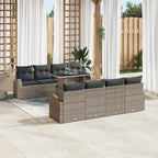 Gartensofa-set mit Speicher 9 pcs Grau Poly-Rattan