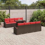 Gartensofa-set mit Speicher 9 pcs Braun Poly-Rattan