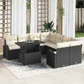 Gartensofa-set mit Speicher 9 pcs Schwarz Poly-Rattan