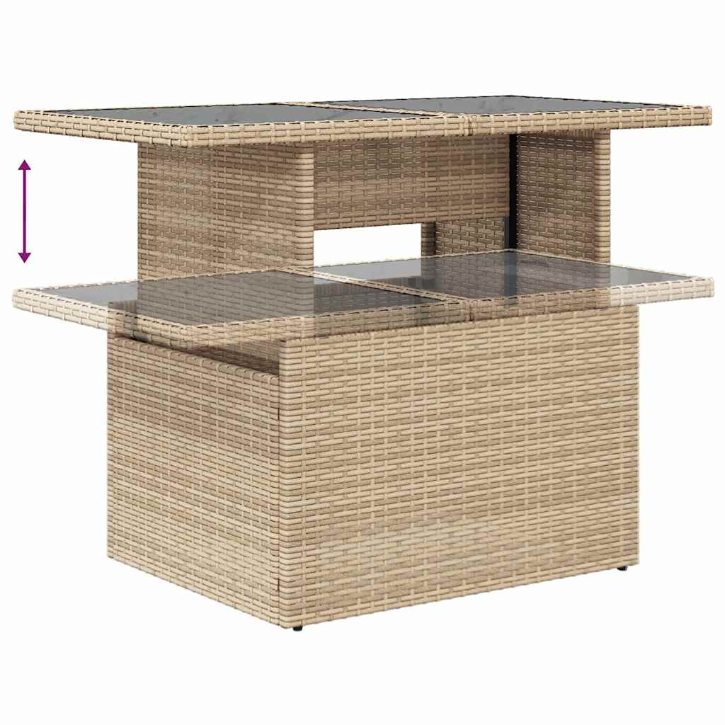 Gartensofa-set mit Speicher 9 pcs Beige Poly-Rattan