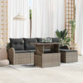 Garten-Sofa-Set mit Kissen 6 pcs Grau Poly-Rattan