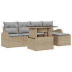 Garten-Sofa-Set mit Kissen 6 pcs Beige Poly-Rattan