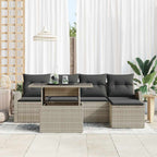 Garten-Sofa-Set mit Kissen 6 pcs Hellgrau Poly-Rattan