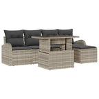Garten-Sofa-Set mit Kissen 6 pcs Hellgrau Poly-Rattan