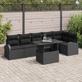 Gartensofa-set mit Speicher 7 pcs Schwarz Poly-Rattan