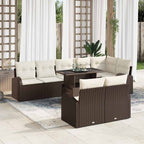 Gartensofa-set mit Speicher 9 pcs Braun und Creme Poly-Rattan