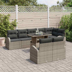 Gartensofa-set mit Speicher mit Kissen 9 pcs Grau Poly-Rattan