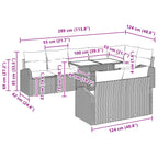 Gartensofa-set mit Speicher 9 pcs Braun und Rot Poly-Rattan