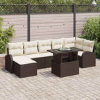 Garten-Sofa-Set mit Kissen 8 pcs Braun und Creme