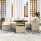 Gartensofa-set mit Speicher 8 pcs Beige und Creme Poly-Rattan