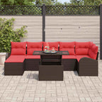 Garten-Sofa-Set mit Kissen 8 pcs Braun und Rot