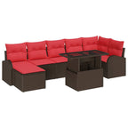 Garten-Sofa-Set mit Kissen 8 pcs Braun und Rot