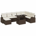 Garten-Sofa-Set mit Kissen 9 pcs Braun und Creme