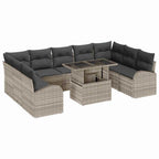 Gartensofa-set mit Kissen 10 pcs Hellgrau und Grau Poly-Rattan
