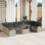 Garten-Sofa-Set mit Kissen 11 pcs Hellgrau Poly-Rattan