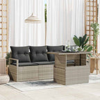 Gartensofa-set mit Speicher mit Kissen 5 pcs Leicht Poly-Rattan