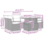 Gartensofa-set mit Speicher mit Kissen 7 pcs Grau Poly-Rattan