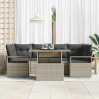Gartensofa-set mit Speicher 7 pcs Hellgrau Poly-Rattan