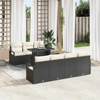 Gartensofa-set mit Speicher 8 pcs Schwarz und Creme Poly-Rattan
