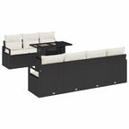 Gartensofa-set mit Speicher 8 pcs Schwarz und Creme Poly-Rattan