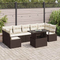 Garten-Sofa-Set mit Kissen 8 pcs Braun und Creme Poly-Rattan