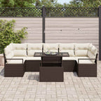 Garten-Sofa-Set mit Kissen 8 pcs Braun und Creme Poly-Rattan
