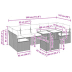 Garten-Sofa-Set 8 pcs Grau und Marineblau Poly-Rattan