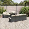 Gartensofa-set mit Speicher 9 pcs Schwarz und Creme Poly-Rattan
