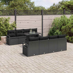 Gartensofa-set mit Speicher 9 pcs Schwarz Poly-Rattan