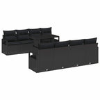 Gartensofa-set mit Speicher 9 pcs Schwarz Poly-Rattan