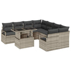 Garten-Sofa-Set mit Kissen 9 pcs Hellgrau Poly-Rattan