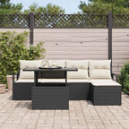 Gartensofa-set mit Speicher 6 pcs Schwarz und Creme Poly-Rattan
