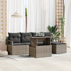 Garten-Sofa-Set mit Kissen 6 pcs Grau