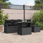 Garten-Sofa-Set mit Kissen 6 pcs Schwarz Poly-Rattan