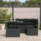 Garten-Sofa-Set mit Kissen 5 pcs Schwarz Poly-Rattan