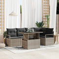 Garten-Sofa-Set mit Kissen 6 pcs Grau Poly-Rattan