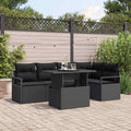 Garten-Sofa-Set mit Kissen 6 pcs Schwarz Poly-Rattan